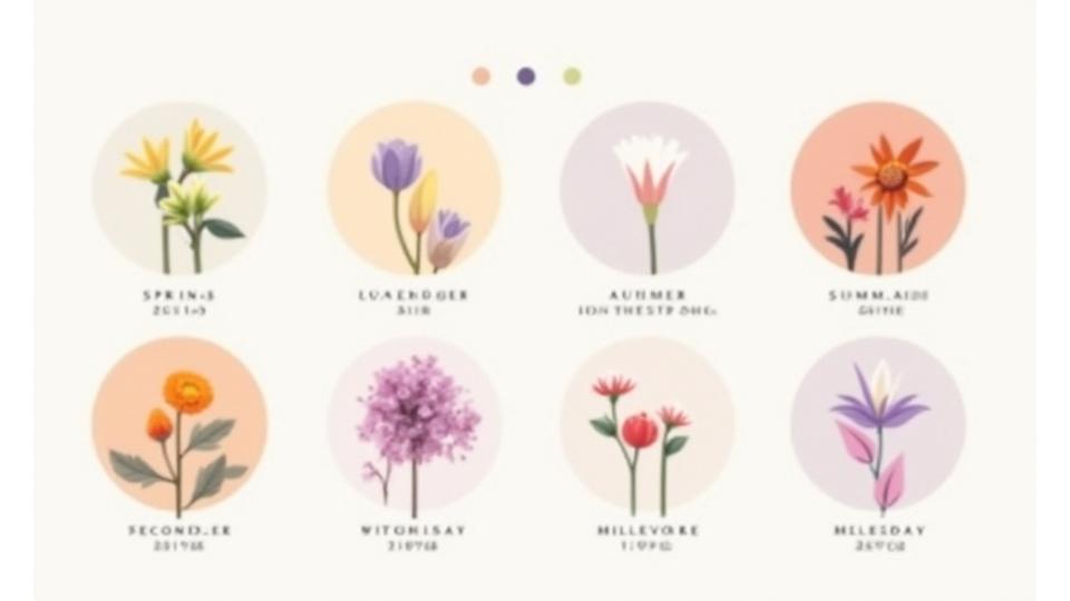 Calendrier interactif des fleurs saisonnières avec les mois et les types de fleurs