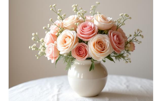 Bouquet de roses pastels pour un anniversaire romantique